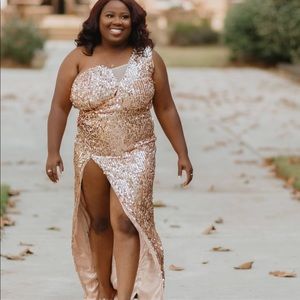 XL Rose Gold Dress with high split